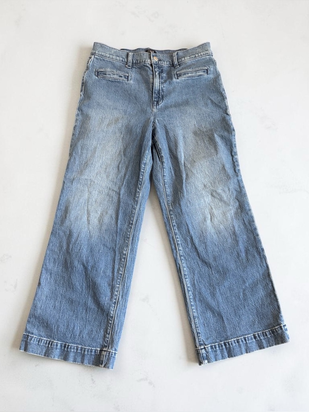 J.Crew Wide Leg Crop Jeans Medium Wash High Rise Size 28